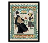 Artery8 Johann Georg van Caspel Dutch Skate Cocoa Advert Framed Wall Art Print Home Décor A4