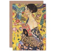 Artery8 Klimt Lady With Fan Painting Fine Art Greeting Card Plus Envelope Blank Inside La peinture