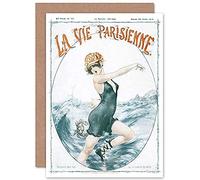 Artery8 La Vie Parisienne Crab Bite Swimming Magazine Cover Sealed Greeting Card Plus Envelope Blank inside Couverture du magazine Couverture