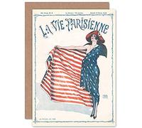 Artery8 La Vie Parisienne Fashion 1918 USA Flag Magazine Cover Sealed Greeting Card Plus Envelope Blank inside Mode Les États-Unis d'Amérique DRAPEAU Couverture du magazine Couverture