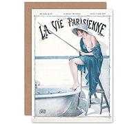 Artery8 La Vie Parisienne Fishing in Bath Magazine Cover Sealed Greeting Card Plus Envelope Blank inside Pêche Couverture du magazine Couverture