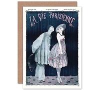 Artery8 La Vie Parisienne Kissing Pierrot Clown Magazine Cover Sealed Greeting Card Plus Envelope Blank inside Pitre Couverture du magazine Couverture