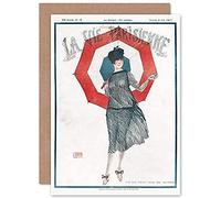 Artery8 La Vie Parisienne Stylish Woman Umbrella Magazine Cover Sealed Greeting Card Plus Envelope Blank inside Femme Parapluie Couverture du magazine Couverture