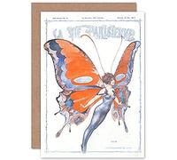 Artery8 La Vie Parisienne Summer Butterfly Magazine Cover Sealed Greeting Card Plus Envelope Blank inside Été Papillon Couverture du magazine Couverture