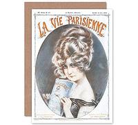 Artery8 La Vie Parisienne Woman Reading Magazine Cover Sealed Greeting Card Plus Envelope Blank inside Femme Couverture du magazine Couverture