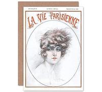 Artery8 La Vie Parisienne Woman with Headband Magazine Cover Sealed Greeting Card Plus Envelope Blank inside Femme Couverture du magazine Couverture