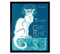 Artery8 Le Chat Blanc De Rodolphe Salis White Black Cat Art Print Framed Poster Wall Decor 12x16 inch Affiche mur Déco