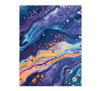 Artery8 Liquid Paint Blue Purple Orange Abstract Painting Living Room Bathroom Extra Large XL Wall Art Poster Print