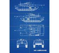Artery8 M1 Abrams American Main Battle Tank Blueprint Plan XL Giant Panel Poster (8 Sections) américain Bataille Réservoir Bleu Affiche