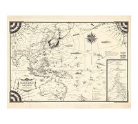 Artery8 Map Ernest Dudley Chase 1944 Pacific Victory Japan WWII Large XL Wall Art Canvas Print Carte Pacifique La victoire Japon 2eme guerre mondiale mur