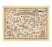 Artery8 Map Ernest Dudley Chase 1947 Stamps USA Pictorial Large XL Wall Art Canvas Print Carte Timbre Les États-Unis d'Amérique mur