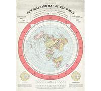 Artery8 Map Gleason 1892 World Time Calculator Flat Earth Large XL Wall Art Canvas Print Carte Monde Mur