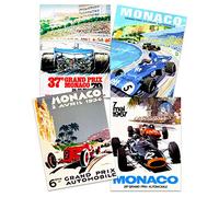 Artery8 Monaco Grand Prix Classic Racing Motor Sport Advert MIxed Home Decor Premium Wall Art Poster Pack of 4 Grandiose Classique Courses Moteur La publicit Accueil Dco mur Affiche