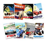 Monaco Grand Prix Classic Racing Motor Sport Advert Mixed Home Decor Premium Wall Art Poster Pack of 8 Grandiose Classique Courses Moteur La publicit Accueil Dco Mur Affiche