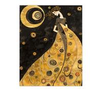Artery8 Moon Goddess Gold Black Klimt Style Conceptual Art Living Room Unframed Wall Art Print Poster Home Decor Premium