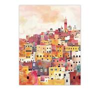 Artery8 Morocco Skyline Colourful Watercolour Cityscape Living Room Large Wall Art Poster Print Thick Paper 18X24 Inch