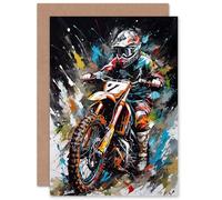 Artery8 Motocross Dirt Bike Action for Husband Him Dad Son Brother Birthday Thank You Fathers Day Blank Art Greeting Card