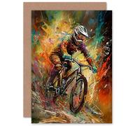 Artery8 Mountain Biker Biking Fan for Husband Him Dad Son Brother Birthday Thank You Fathers Day Blank Art Greeting Card