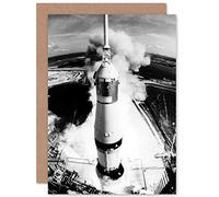 Artery8 NASA Apollo 11 Saturn Rocket Lift Off 50th Anniversary Moon Landing Sealed Greeting Card Plus Envelope Blank inside Fusée Lune