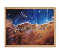 Artery8 NASA James Webb Space Telescope Cosmic Cliffs in the Carina Nebula NGC 3372 NIRCam Image Art Print Framed Poster Wall Decor 12x16 inch