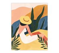 Artery8 Nature Lover Sunbathing Woman Abstract Painting Living Room Large Wall Art Poster Print Thick Paper 18X24 Inch