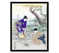 Artery8 Ogata Gekko Flower Arranging In The Garden Framed Wall Art Print Home Décor A3