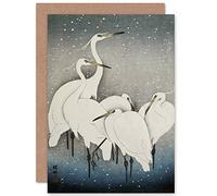 Artery8 Ohara Koson Group Of Egrets Japanese Painting Fine Art Greeting Card Plus Envelope Blank Inside Groupe Japonais La peinture