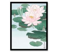 Artery8 Ohara Koson Water Lily Pads Pink Flower Bloom Framed Wall Art Print Home Décor A4