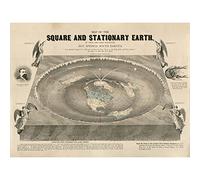 Artery8 Orlando Ferguson Vintage Map of the Square and Stationary Earth Flat Earth Unframed Wall Art Print Poster Home Decor Premium