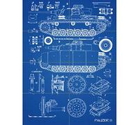 Artery8 Panzer III 3 German Medium Tank Blueprint Plan XL Giant Panel Poster (8 Sections) allemand Rservoir Bleu Affiche