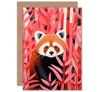 Artery8 Red Panda Red Bamboo for Wife Her Mum Sister Daughter Mom Gran Nan Birthday Thank You Kids Child Blank Art Greeting Card