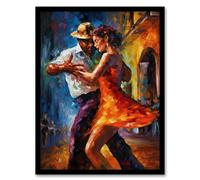 Artery8 Salsa Street Dance Colourful Dancing Painting Rhythm Body Energy Theatre Arts Artwork Artwork Framed Wall Art Print 18X24 Inch