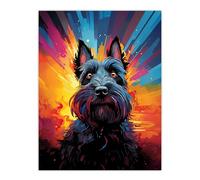 Artery8 Scotty Dog Scottish Terrier Dog Lover Gift Pet Portrait Vibrant Orange Purple Blue Artwork Painting Large Wall Art Poster Print Thick Paper 18X24 Inch