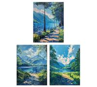 Artery8 Set of 3 Loch Katrine Scottish Highlands Painting Living Room 12X16 Inch Wall Art Prints Pack