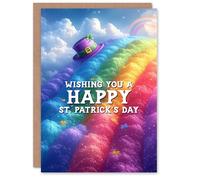 Artery8 St. Patrick's Day Card End of The Rainbow Blank For Him Or Her Art Greeting Card
