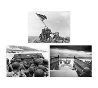 Artery8 US Military Victory Japan World War 2 Iwo Jima D-Day Normandy Home Decor Wall Large Art Poster Pack of 3 Militaire La Victoire Japon Monde Guerre Accueil Déco Mur Grand Art Affiche