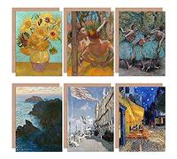 Artery8 Van Gogh Monet Degas Sunflowers Rocks Dancers Mixed Fine Art Greeting Card Pack of 6 Roche Danseur