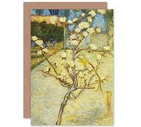 Artery8 Vincent Van Gogh Blossoming Pear Tree Cropped Fine Art Greeting Card Plus Envelope Blank Inside Fleur Arbre