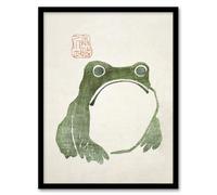 Artery8 Vintage Japanese Cute Grumpy Frog Matsumoto Hoji Living Room Art Print Framed Poster Wall Decor 12x16 inch