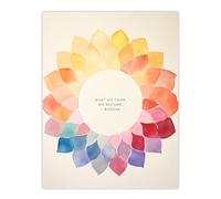 Artery8 What We Think We Become Buddhist Mindfulness Quote Watercolour Mandala Buddha Meditation Enlightenment Vihara Unframed Wall Art Print Poster Home Decor Premium