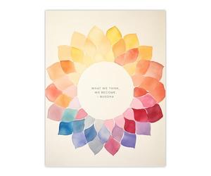 Artery8 What We Think We Become Buddhist Mindfulness Quote Watercolour Mandala Buddha Meditation Enlightenment Vihara Unframed Wall Art Print Poster Home Decor Premium