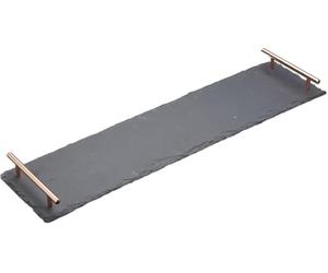 Artesà, Plateau de Service en Ardoise avec Poignées en Cuivre, Parfait pour les Repas et les Buffets, 60 X 15 cm, Noir