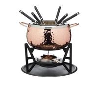 Artesà Set À Fondue Avec 6 Fourchettes Et Bol En Acier Inoxydable, Bol En Céramique, Support En Métal Et Brûleur À Double Combustible, Pour Le Chocolat, Le Fromage Ou La Viande