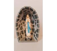 ArteSacraCaravaggio Grotte pour statue artisanale en marbre vert Guatemala inserts marbre blanc Carrara 26,5 x 17 cm avec statue de Notre-Dame de Lourdes 20 cm de production italienne