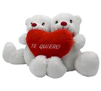 Artesania Beatriz Couple d'ours amoureux avec un cœur avec phrase Te Quiero 35 x 23 cm (Blanc-Med)
