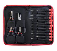 ARTESIA TOOL Ensemble pince et tournevis électroniques | Collection de précision 16 pièces | Mini pinces et divers pilotes | Artisanat de qualité | Étui à fermeture éclair élégant inclus