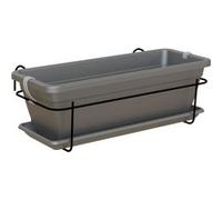 ARTEVASI Kit jardinière balcon VENEZIA 50cm anthracite - Avec réserve d'eau - Gris - 10L - 18x30x51 cm