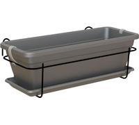 ARTEVASI Kit jardiniere balcon VENEZIA 50cm anthracite - Avec réserve d'eau - Gris - 10L - 18x30x51 cm
