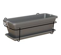ARTEVASI Kit jardinière balcon VENEZIA 50cm anthracite - Avec réserve d'eau - Gris - 10L - 18x30x51 cm