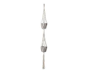 Artevasi MACRAMÉ, Décoration Murale d'intérieur, 2 vases à Suspendre, Double NŒUD CARRÉ, Blanc, 120 CM